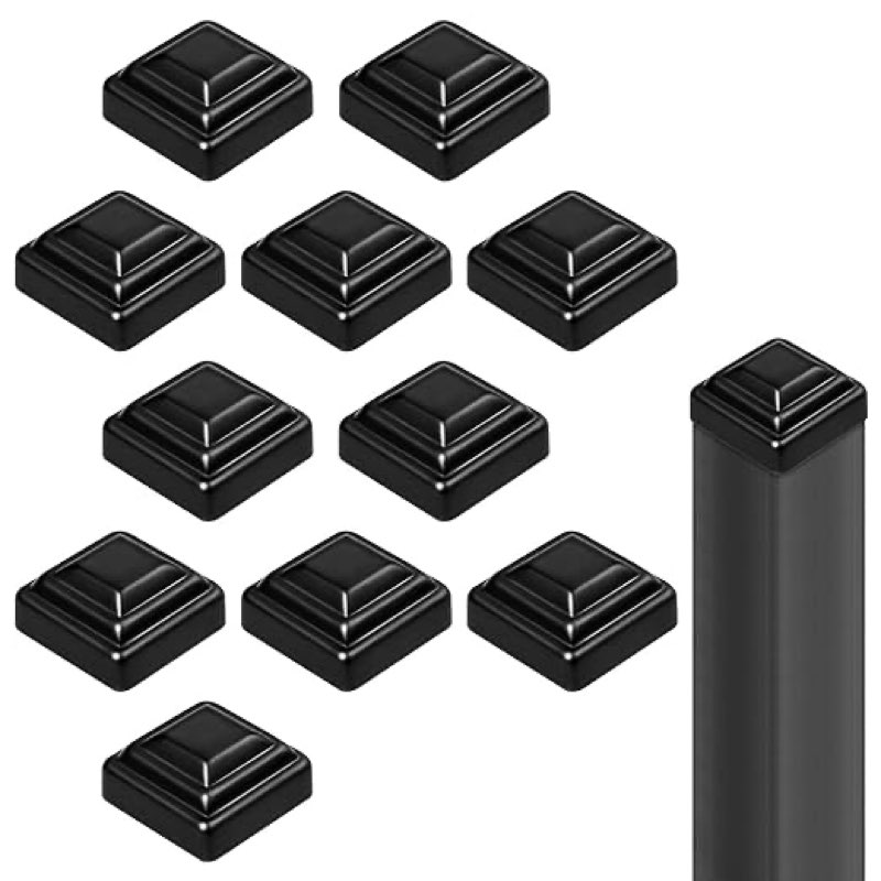 Shimeyao 12 Pcs 3.5" x 3.5" Black Pressed Steel Post Caps for Square Steel Posts Fence Caps Topper P