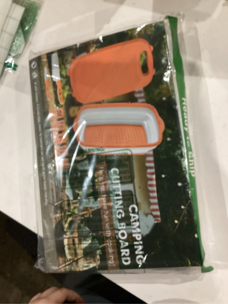 Condition photo showing Good Condition for Gintan Camping Cutting Board, 9-in-1 Collapsible Chopping Board with Colander, Kitchen Vegetable Washing Basket for Camping, Camping Gifts Camping Accessories for RV Campers (Gray)