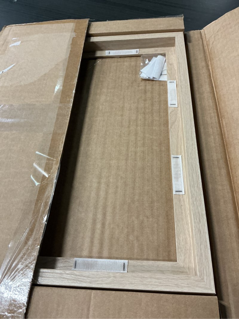 Condition photo showing Good Condition for mcs canvas float frames 16x20 frame, natural woodgrain for finished canvases, vertical & horizontal wall hanging large with adhesive for canvas paintings (1-pack) 16x20 without mat natural woodgrain
