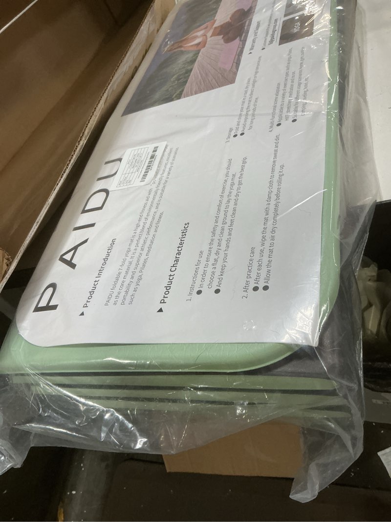 Condition photo showing Good Condition for Foldable Fitness Yoga Mat | 2/5" (10MM) Extra Thick | SGS Certified Non-Slip TPE | 75x26" Extra Long-Wide | Portable & Easy Store | for Yoga, Pilates, Home Gym & Full-Body Workouts Matcha green + black