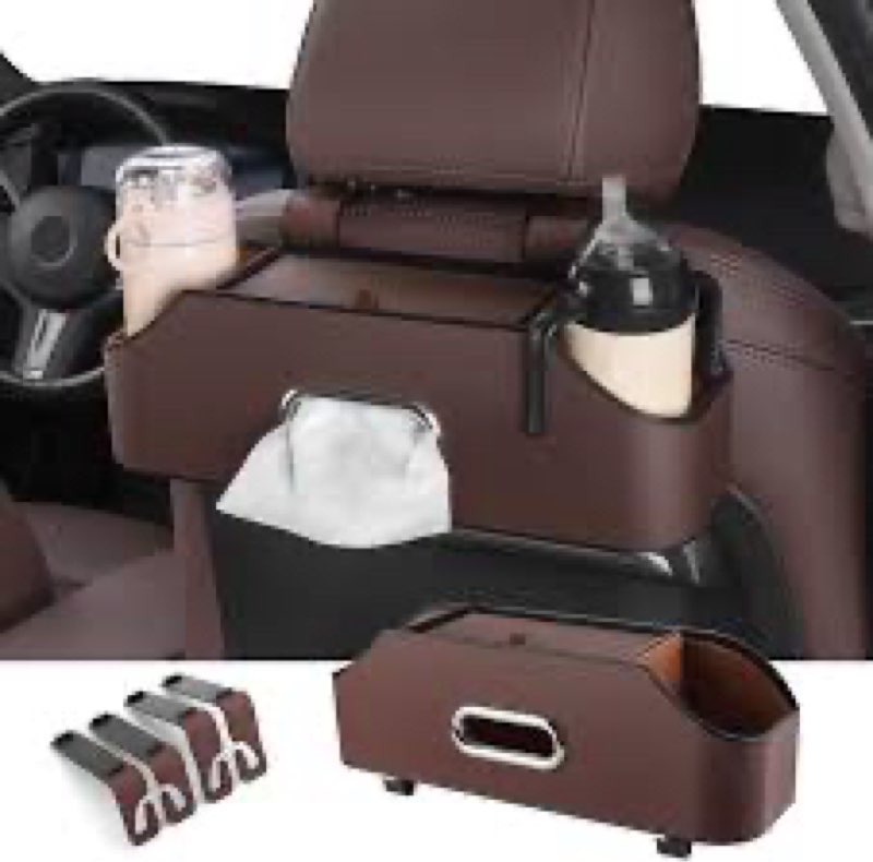 HOLDCY Car Back Seat Organizer with 2 Drink Cup Holder - Tissue Box and Storage Box Hook - Multi-fun