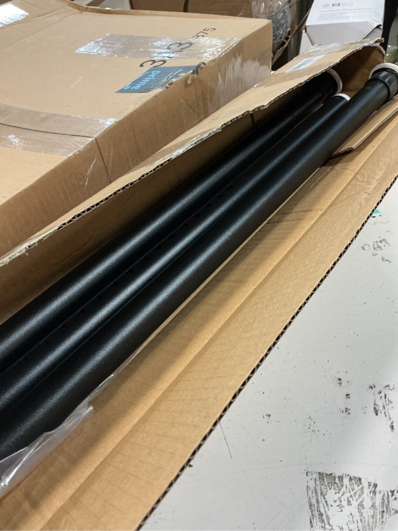 Condition photo showing Good Condition for Tension Curtain Rod 83 to 122 Inches (7 to 10.2 ft), 1.26" Diameter Spring Adjustable Heavy Duty Long Large Curtains Pole for Windows Door Bathroom Patio Outdoor No Drilling, Black 83-122 Inch