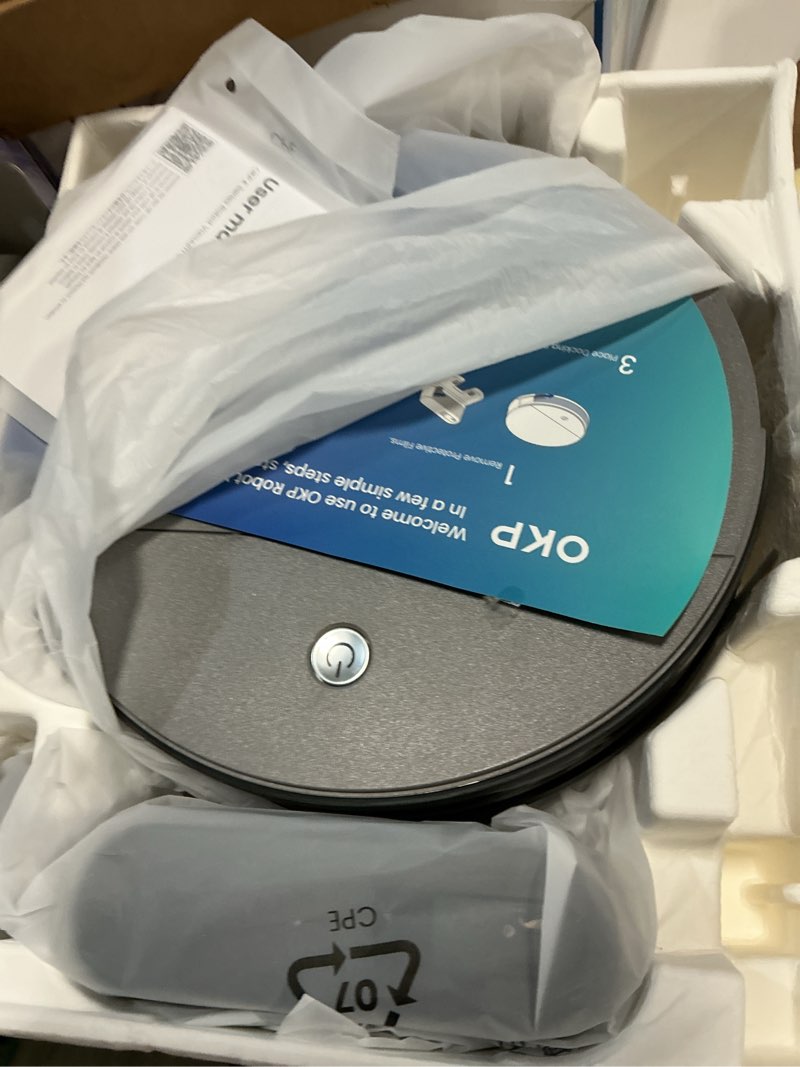 Condition photo showing Good Condition for OKP K4 Robot Vacuum Cleaner, Super-Thin,2200Pa Suction,150Mins Runtime, Self-Charging Robotic Vacuum Cleaner, Work with Voice Controlled for Pet Hair, Carpets