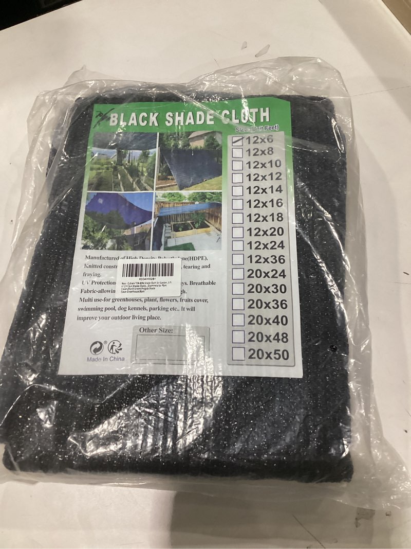 e.share 70% black shade cloth sun shade fabric, 6 ft x 12 ft sunblock netting outdoor patio with gro