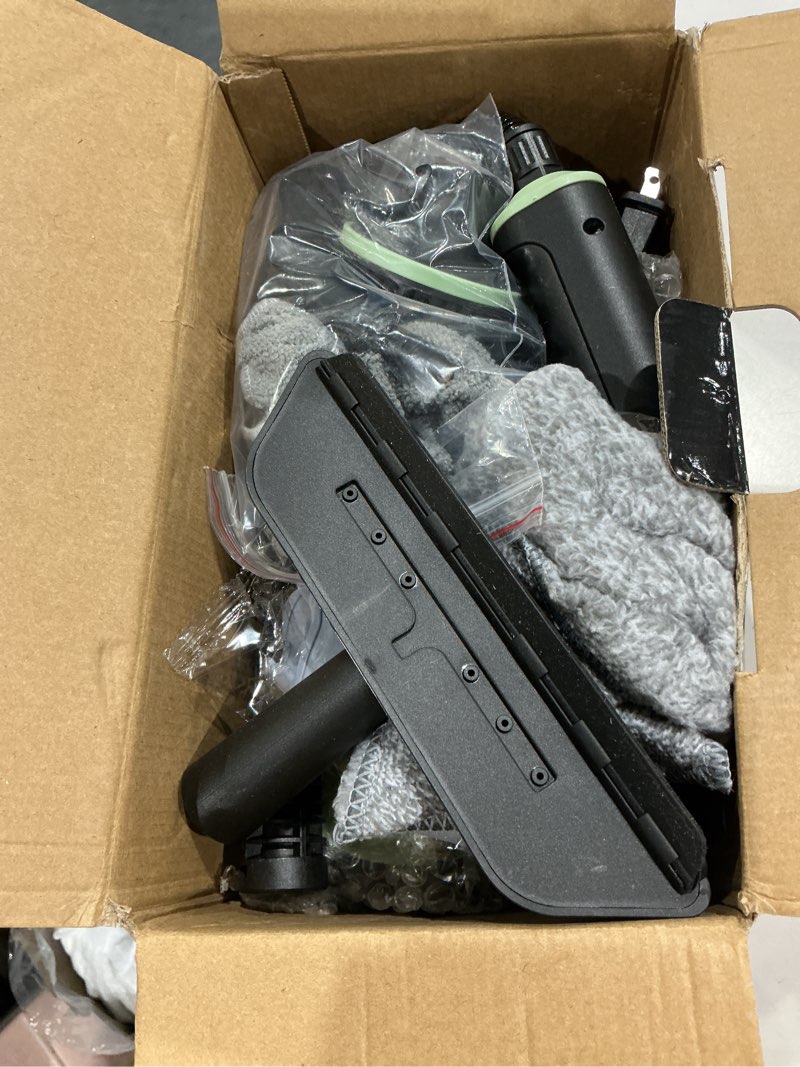 Condition photo showing Good Condition for steam cleaner, portable steamer for cleaning with 16pcs accessories, 6-level adjustable and 15s heat-up, handheld steam cleaner for home, tile, dirt, grout, grease, car detailing green