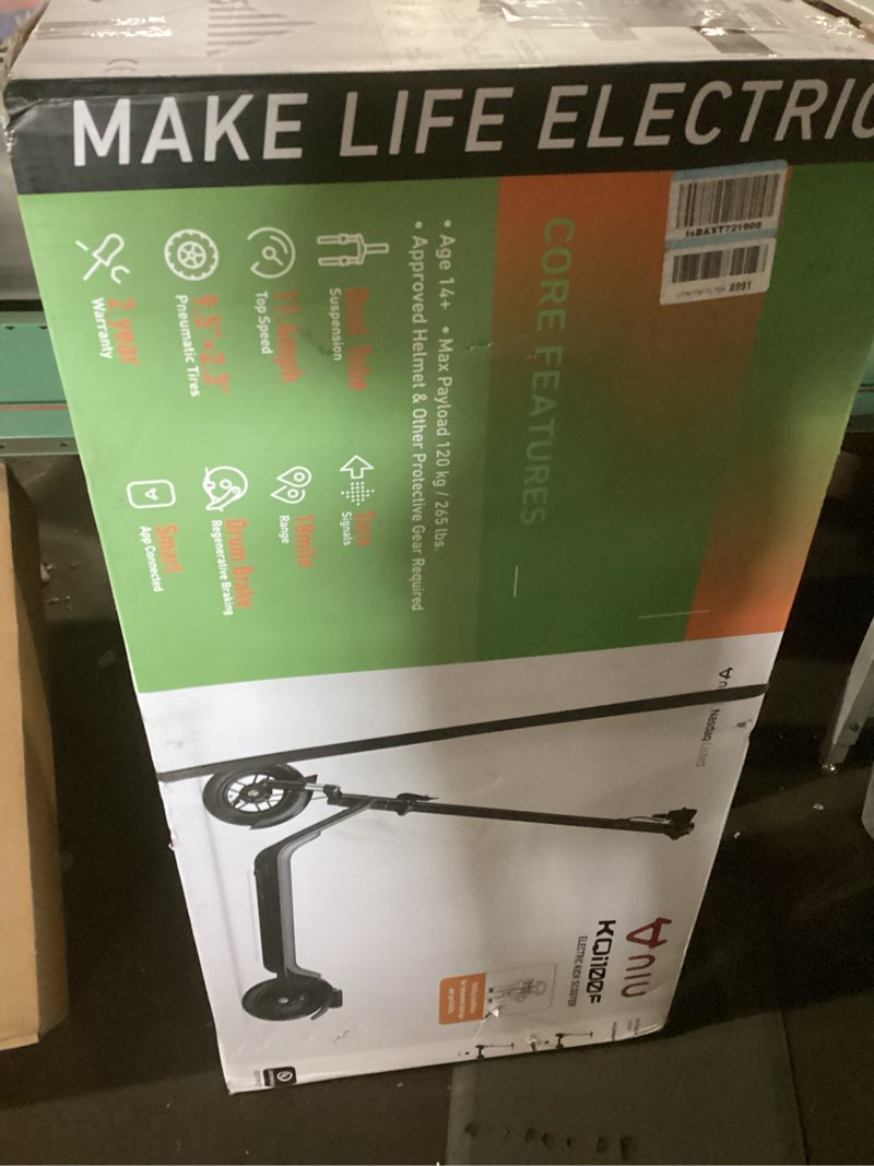 Condition photo showing New/Like New for niu electric scooter for adult - kqi 1pro 100 200 series e scooter w/suspension, 500-700w peak power, 14-33 max miles, top 15-20 mph, portable commuting escooter, folding handlebars(only 100f & 200f) gray k100f w/ turn signal - 600w/17.4mph/18mi