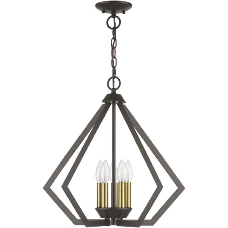 Livex Lighting, 40925-92, Prism, Chandelier, English Bronze with Antique Brass Finish Accents