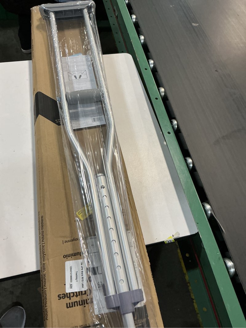 Condition photo showing New/Like New for Medline Aluminum Crutches for Kids, Adults & Seniors, Walking Aid, 300 LB Weight Capacity,1 Pair, Fitting 5'2" - 5'10" Medium, 5'2"-5'10"