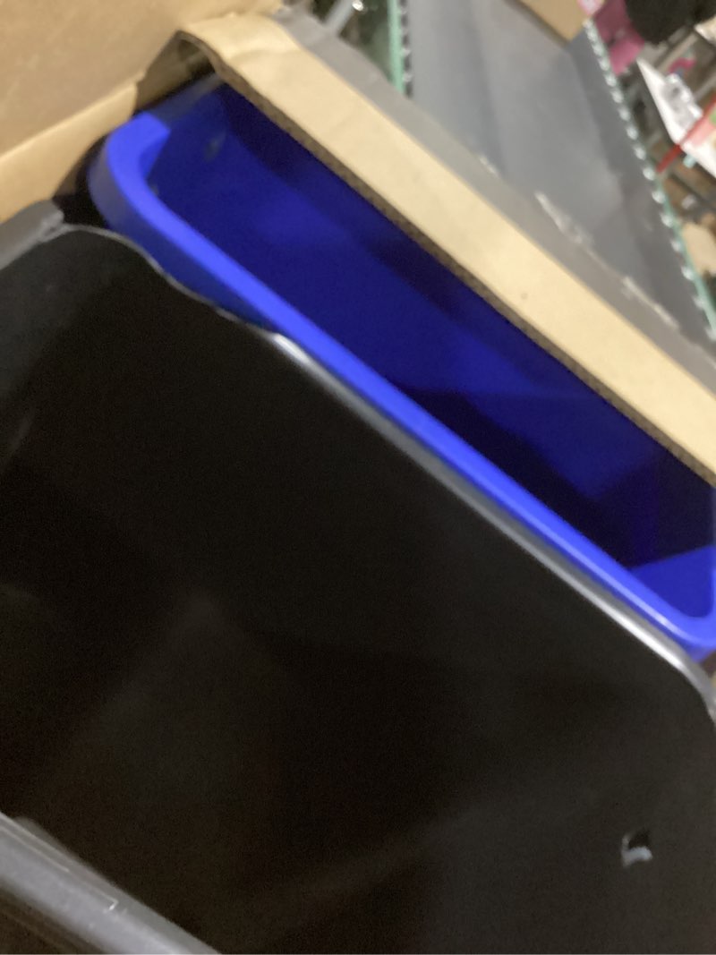 Condition photo showing Good Condition for home zone living 15 gallon pull out dual kitchen trash can for recycling and trash, under sink in-cabinet design, 58 liter total capacity 15.3 gallon total