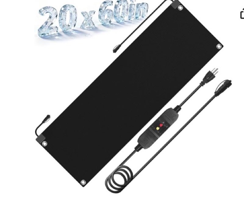 HETFOENT 20x60in Heated Snow Melting Mats,No-Slip Rubber Heated Outdoor Mats,Snow and Ice Melting Ma