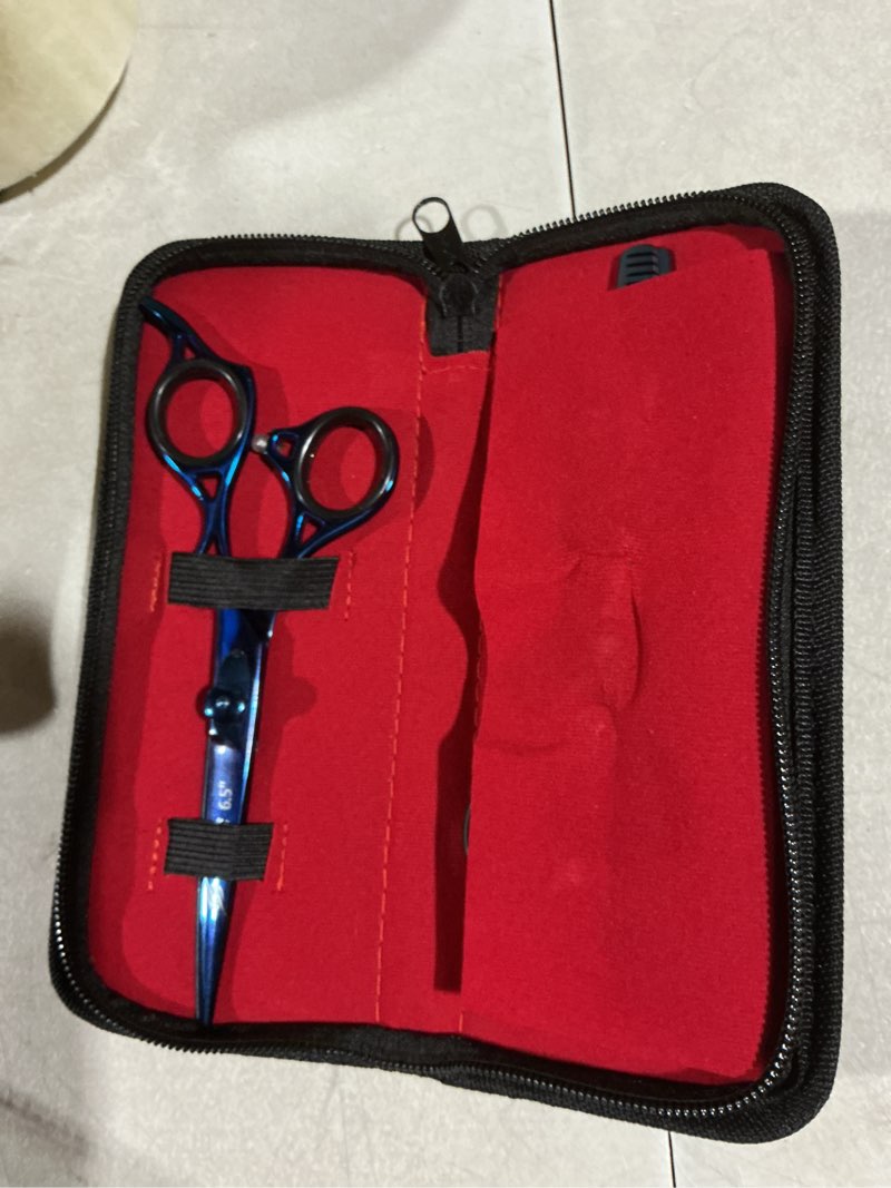 Condition photo showing As Is for Hair Cutting Scissors Set – Premium Japanese Stainless Steel Barber Shears with Straight Razor Sharp Blades – Salon Hair Scissor for Men & Women, Hairdressers & Stylists (Rainbow)