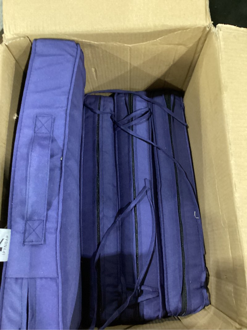 Condition photo showing Good Condition for ipynbap outdoor chair cushions set of 4 -waterproof outdoor seat cushions for patio furniture, patio chair cushion with handle and ties, square out door chair pads,19" x 19" x 3", navy blue navy blue 19x19x3-square