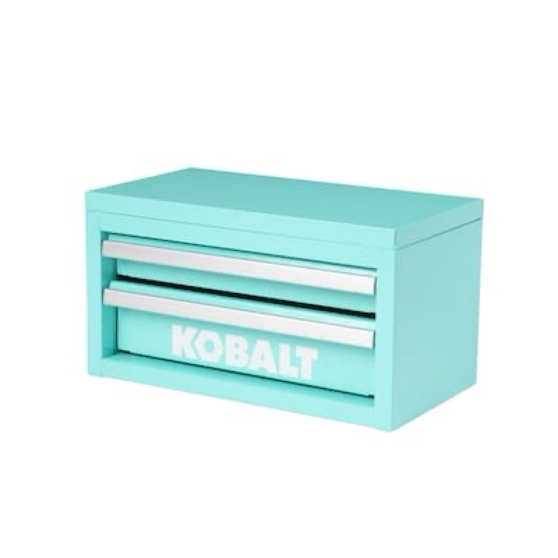 kobalt portable tool boxes 10.83-in w x 5.91-in h x 5.91-in d 2 -drawer teal steel tool box