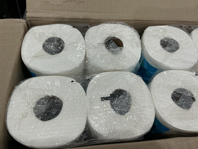 Condition photo showing New/Like New for amazon brand - presto! 2-ply ultra-soft toilet paper, septic-safe, 24 family mega rolls = 120 regular rolls, 308 sheets, unscented, pack of 4