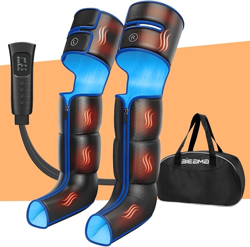 BIEAMA Leg Air Massager with Heat & Compression, Pain Relief - 6 Modes 3 Intensity Levels 3 Heat Lev