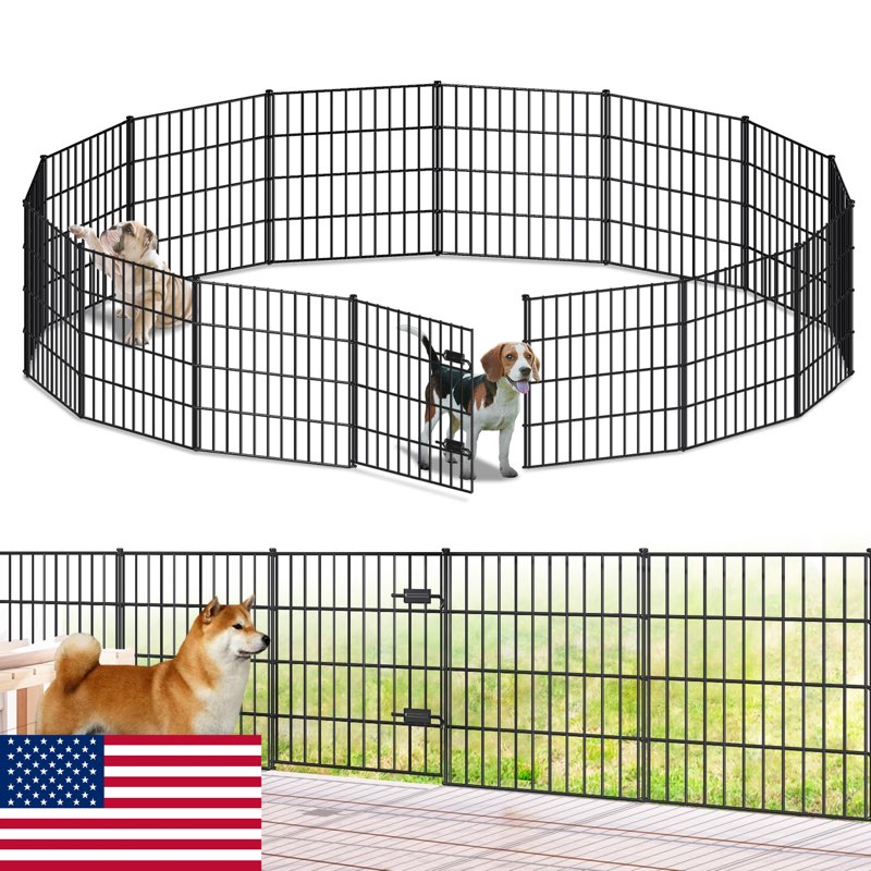 forehogar 28in h x 35ft l metal garden fence, 14 panels + gate dog fences