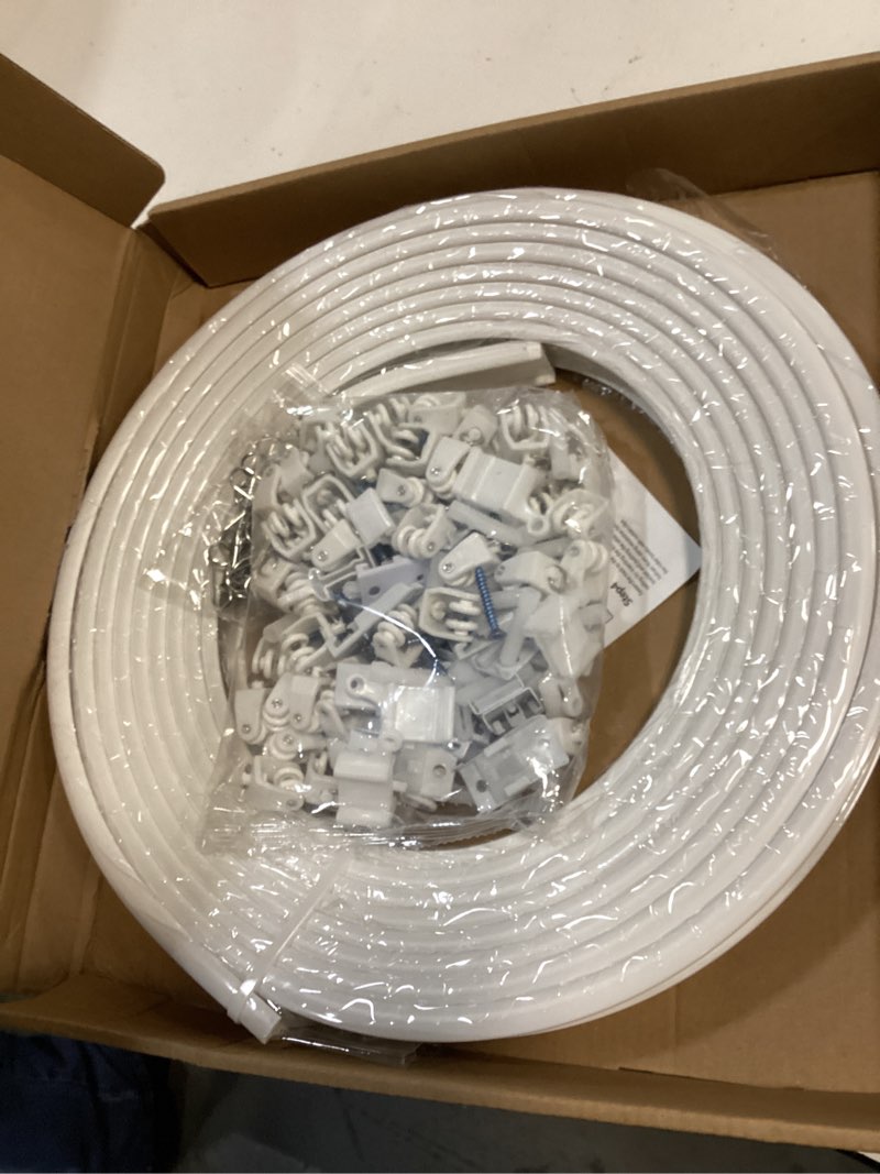 Condition photo showing Good Condition for flexible bendable ceiling curtain track, 22.9ft (7m) curved, pvc, metal, plastic & stainless steel, white, ceiling mounted 22.9 ft white