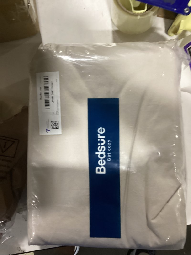 Condition photo showing As Is for bedsure 100% washed cotton duvet cover king size - linen color minimalist bedding set linen like - purewoven plain simple & soft comforter cover for all seasons (king, 104"x90") king (104" x 90") 03 - linen color (no comforter)