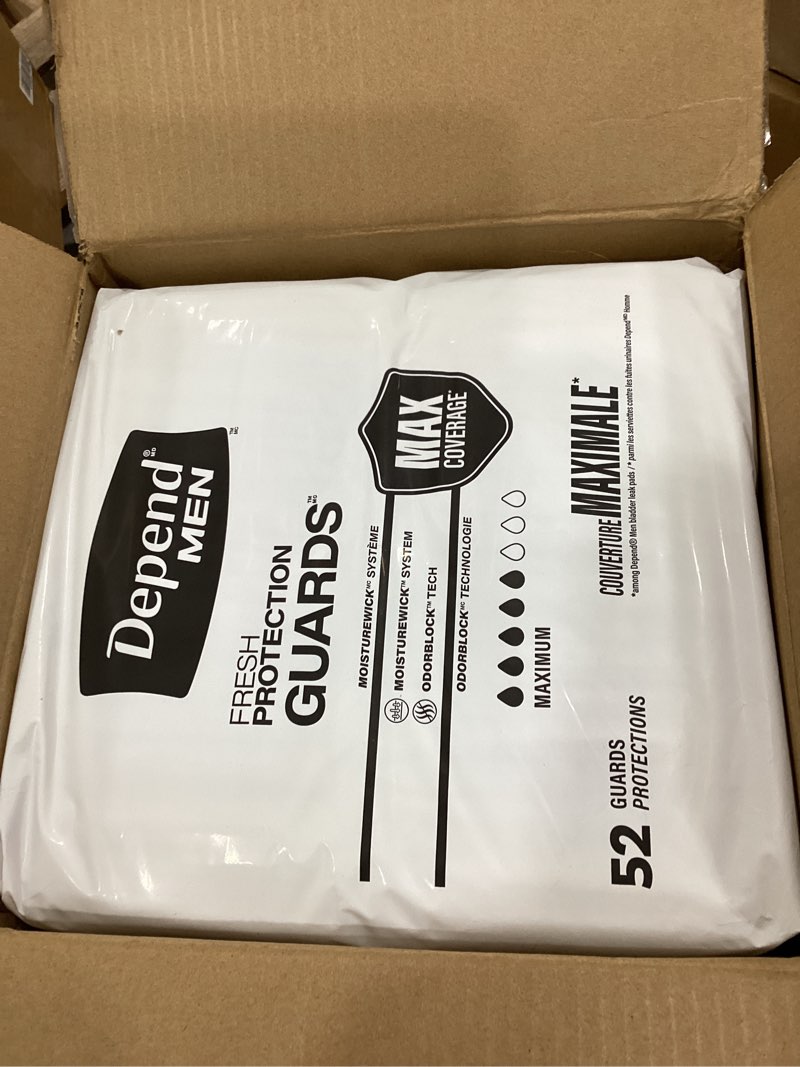 Condition photo showing Good Condition for depend guards incontinence pads for men, maximum absorbency, 104 count, packaging may vary