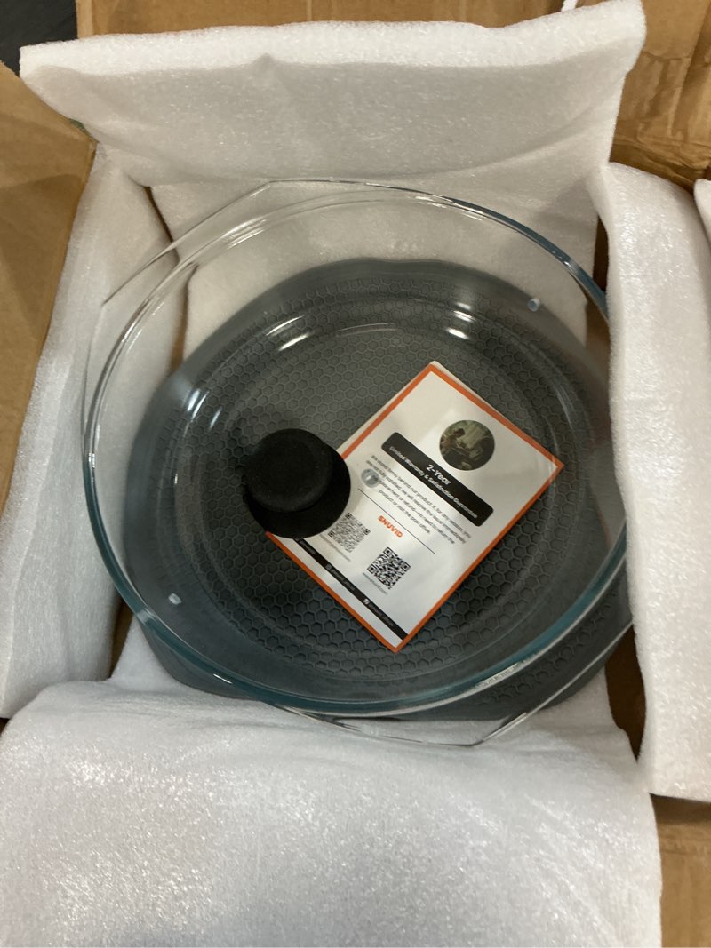 Condition photo showing item condition for 2 in 1, Tall Glass Microwave Splatter Cover for Food & Microwave Place Mat, Plate Splatter Guard Lid with Silicone Handle Knob, Cookware & Bakeware Serving Dish Cover, Food Grade, No Plastic, 10in