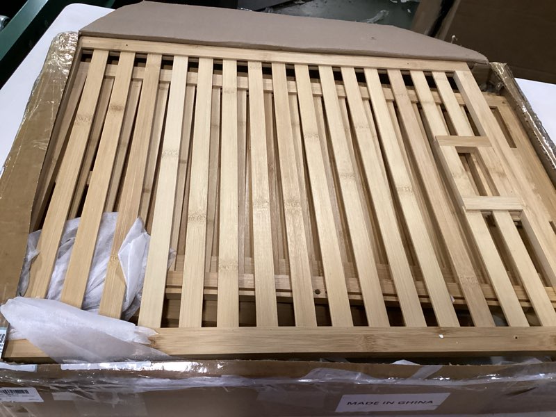 Condition photo showing As Is for Threehoney Bamboo Tilt out Laundry Hamper Cabinet 18 Gallon Bamboo Laundry Basket with Removable and