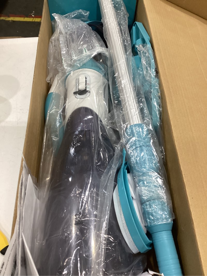 Condition photo showing As Is for saker handheld pool vacuum for above ground pool, cordless pool cleaner with telescopic pole, 18.5 gpm powerful suction, 60-min runtime rechargeable for inground pools, spas, hot tubs