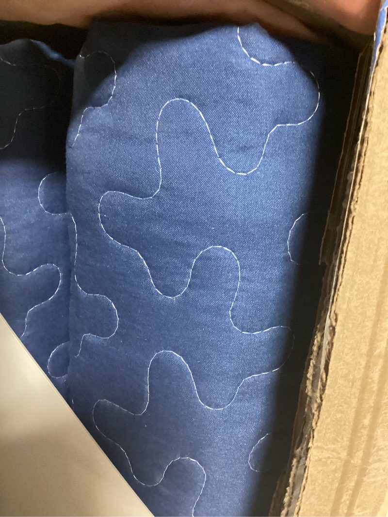 Condition photo showing Good Condition for wongs bedding quilts king size, navy blue quilt bedspread bedding set, summer king coverlet sets with shams, 3 pieces lightweight striped quilt for bed(110"x 90") navy blue king(110"x90")