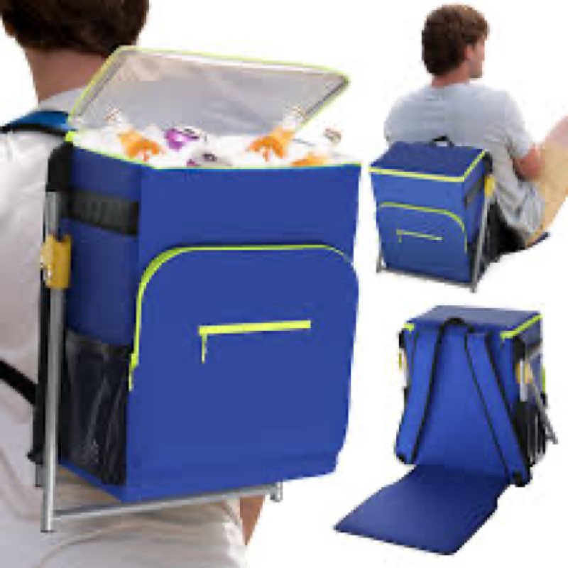 Upper echelon products cooler backpack chair in blue amd green