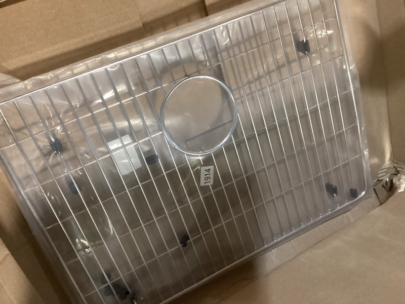 Condition photo showing Good Condition for 19.2 in. x 14.2 in. rear drain kitchen sink bottom grid with supersoft silicone feet in 304 grade stainless steel