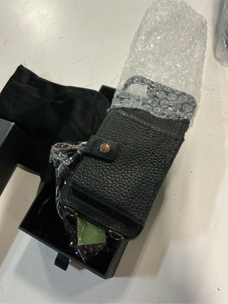 Condition photo showing Good Condition for luckycoin leather crossbody wallet phone case for iphone 16 plus - black | compatible with magsafe,100% genuine leather,magnetic case for woman,rfid-blocking card holder,phone purse,adjustable strap black iphone 16 plus