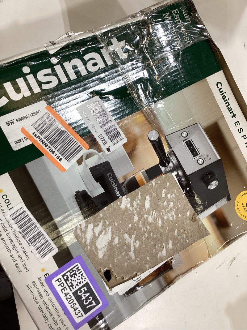 Condition photo showing As Is for cuisinart espresso bar slim coffee espresso machine, makes hot or cold cafe-quality beverages including cappuccino, lattes, and cold extracted drinks, steam/frothing wand for milk-based drinks,em-160