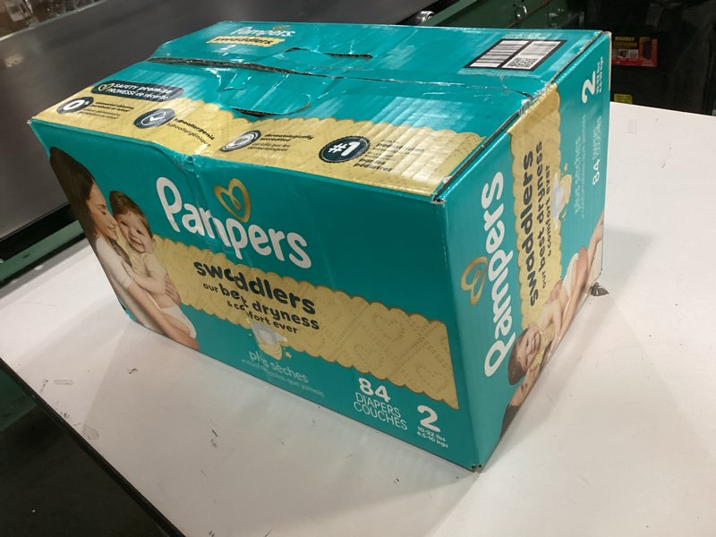 Condition photo showing New/Like New for Pampers Swaddlers Diapers, Size 2 (10-22 lbs), 84 Count, Absorbent, Keeps Baby Dry and Comfortable, Skin Safe Disposable Baby Diaper (Packaging May Vary) Size 2 84