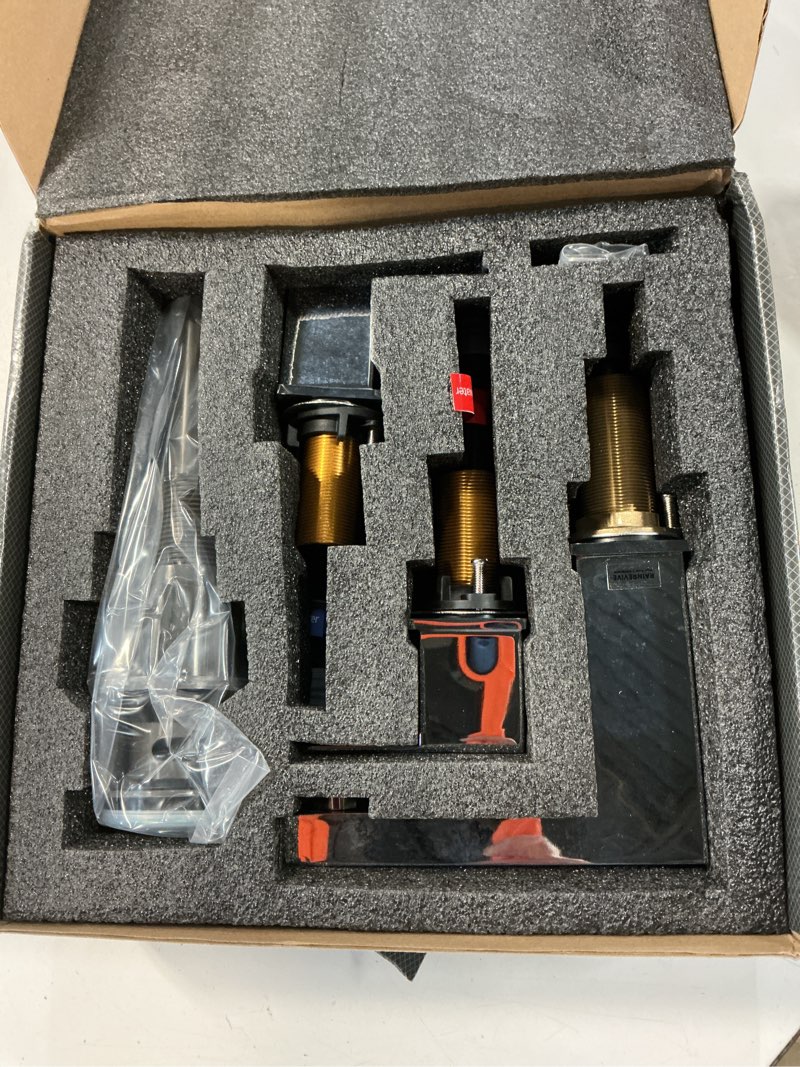 Condition photo showing Good Condition for bathroom faucet 3 hole, 8 inch widespread bathroom sink faucets, 2 handle bathroom faucets for sink, modern rv lavatory vanity faucet with pop up drain and supply hoses, chrome