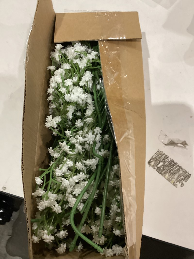 Condition photo showing As Is for Waipfaru 15Pcs Babys Breath Artificial Flowers, Baby Breath Flowers Artificial Bulk, Real Touch Fake White Flowers, Faux Babies Breath Gypsophila for Wedding Home Decor Floral Arrangement White 15 Pcs