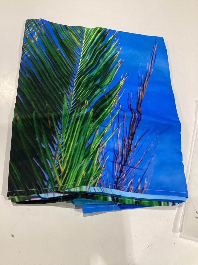 Condition photo showing New/Like New for 7x5ft summer beach photography backdrop hawaii tropical banner | ocean seaside palm trees background, luau aloha party decoration, holiday photo booth props, polyester fabric, grommets, 1pc 7'x5'