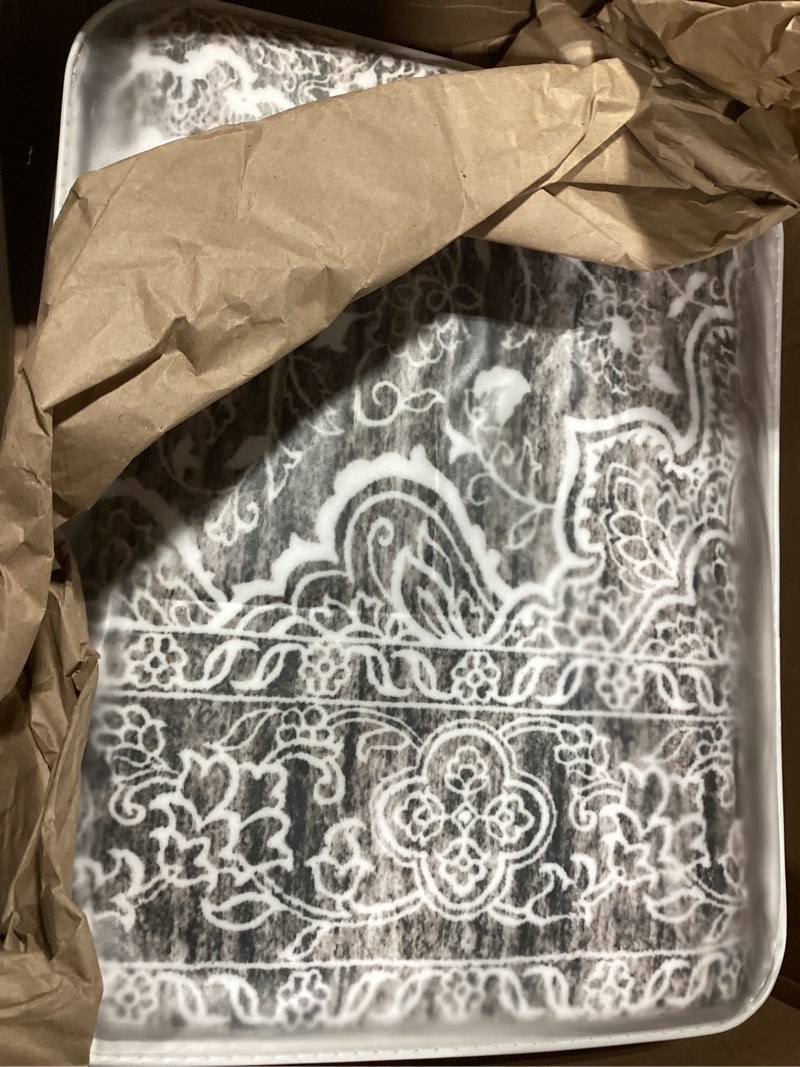 Condition photo showing Good Condition for Similar item, different style.  GENIMO 8x10 Area Rugs for Living Room, Machine Washable Non Slip Vintage Rugs, Low Pile Lightweight Chenille Print Rug for Bedroom, Dining Room, Home Office, Light Taupe Brown Taupe 8' x 10' (Rectangular)