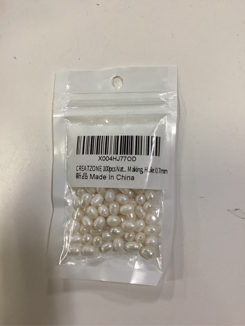 Condition photo showing New/Like New for 100pcs Natural Freshwater Pearl Beads 5-6mm Rice Oval White Pearls Genuine Real Cultured Pearl Beads for DIY Earring Bracelet Necklace Jewelry Making, Hole: 0.7mm White 5-6mm,100pcs