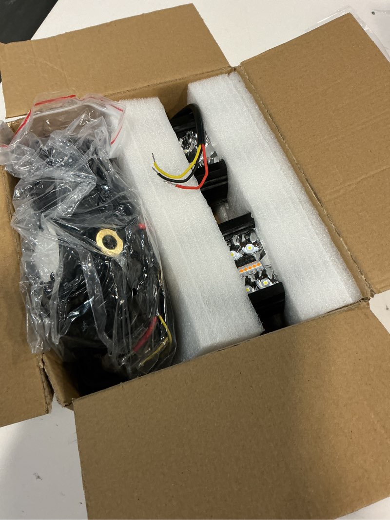 Condition photo showing Good Condition for Auxbeam 6 Modes Amber White Series 4 Inch 120W Strobe LED Pod Lights Dual Color Auxiliary Offroad Light Bar Spot Flood Combo Flashing Fog Lights A-Pillar Bumper Grille Mount, Pair 4"