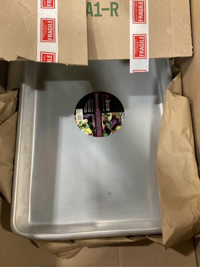 Condition photo showing As Is for Winco ALRP-1826 Bake Roast Pan, 17 3/4 x 25 3/4 x 2 1/4", Aluminum