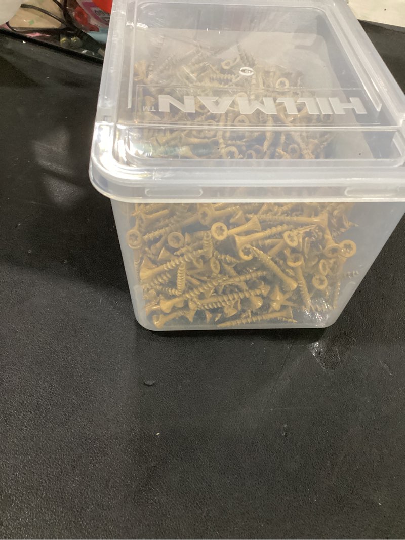 Condition photo showing As Is for deck plus 1-5/8 inch epoxy coated exterior wood and fence screws #8 x 1-5/8" torx/star drive included coarse thread, outdoor rust resistant decking screw, tan, 5 lb box, 735 pieces | 48412