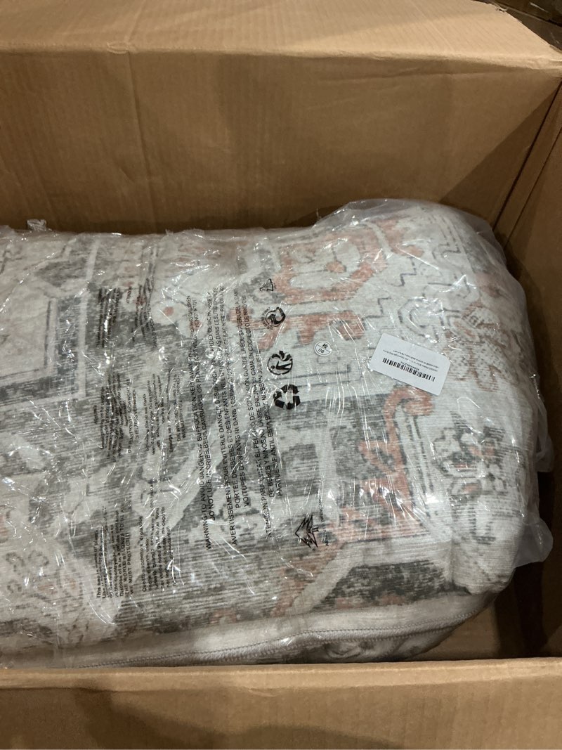 Condition photo showing Good Condition for genimo 6x9 area rugs for living room, machine washable low pile rugs, chenille non alip vintage rug for bedroom, dining room, home office, light taupe brown taupe 6' x 9' (rectangular)