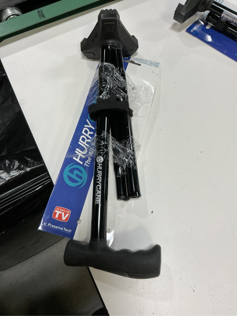 Condition photo showing As Is for hurrycane freedom edition folding cane with t handle, black