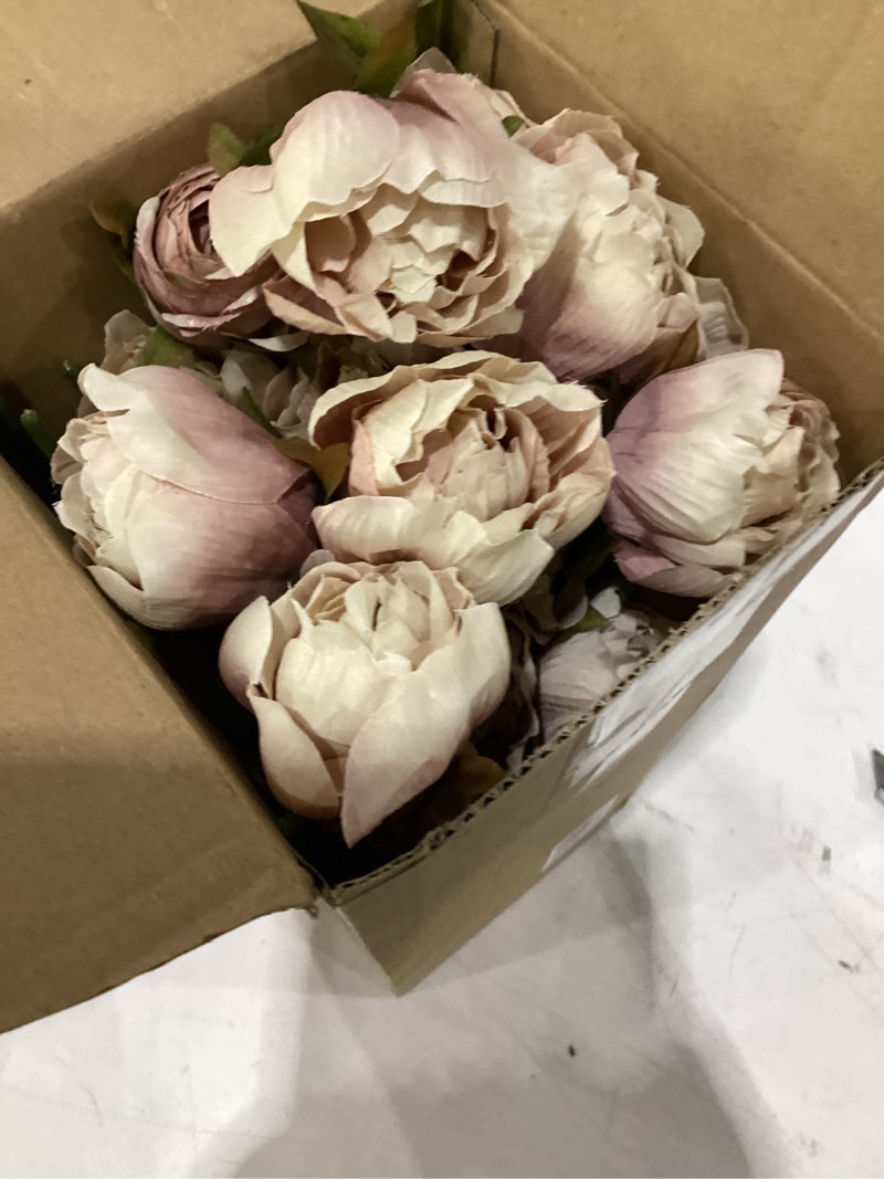 Condition photo showing New/Like New for 12 pcs faux peony stems flowers bulk vintage artificial silk peonies stems real look fake peonies branches for vase filler diy bouquet centerpieces home indoor outdoor decorations brownish 12