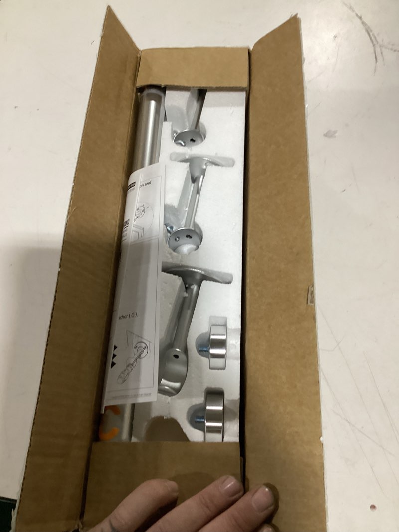 Condition photo showing New/Like New for yafex heavy duty curtain rods 32-120 inch, 1 inch adjustable silver curtain rod for windows, long window treatment rods with aluminium finials, easy installation 32" to 120" silver