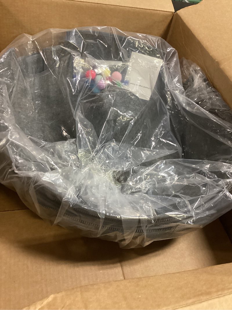 Condition photo showing Good Condition for 8-shaped large cat tunnel bed for indoor cats, infinite circulation peekaboo cat cave with 12 toy balls, cat donut tunnel for cats up to 30 pounds (dark grey, l 38x24x11in) dark grey l(38x24x11)