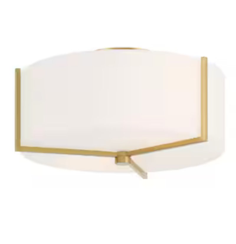 100+ bought last week allen + roth fowler 13.25-in gold indoor 2 -light semi-flush mount light with frosted
