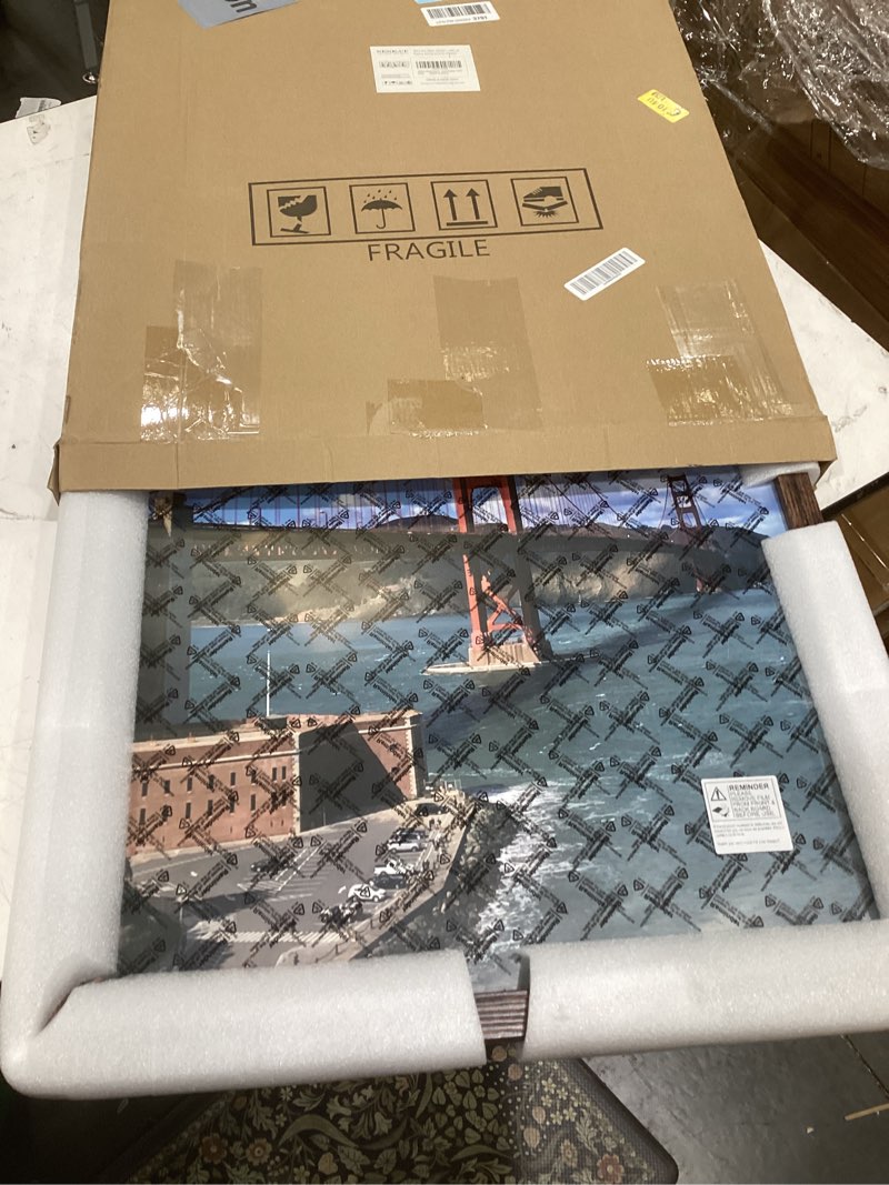 Condition photo showing As Is for seseat 20x30 picture frame brown, poster frames wall decor hanging, 1 pack brown 20x30