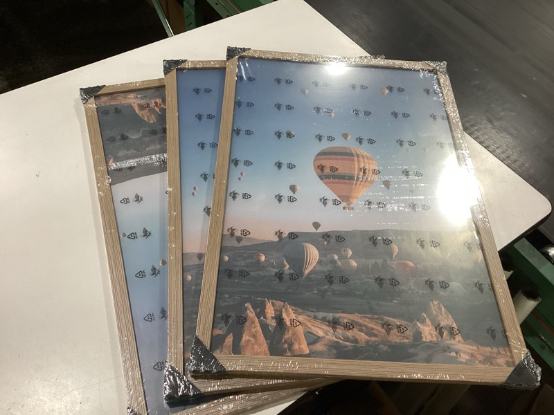 Condition photo showing New/Like New for jcjmy 10x14 rustic brown picture frame set of 3, horizontal and vertical formats for wall hanging, 10 x 14 wall gallery poster photo frames with shatter resistant plexiglass, 3 pack, rustic brown rustic brown 10x14 inch