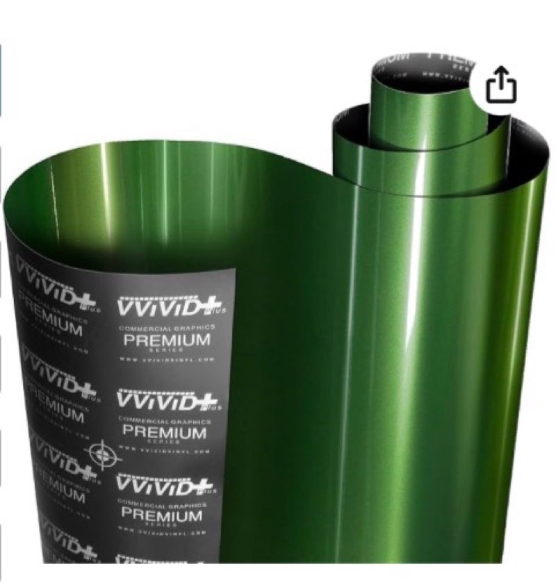 VViViD+ Ultra Gloss Premium Vinyl Car Wrap Film (25ft x 5ft, Gloss Sonoma Green)