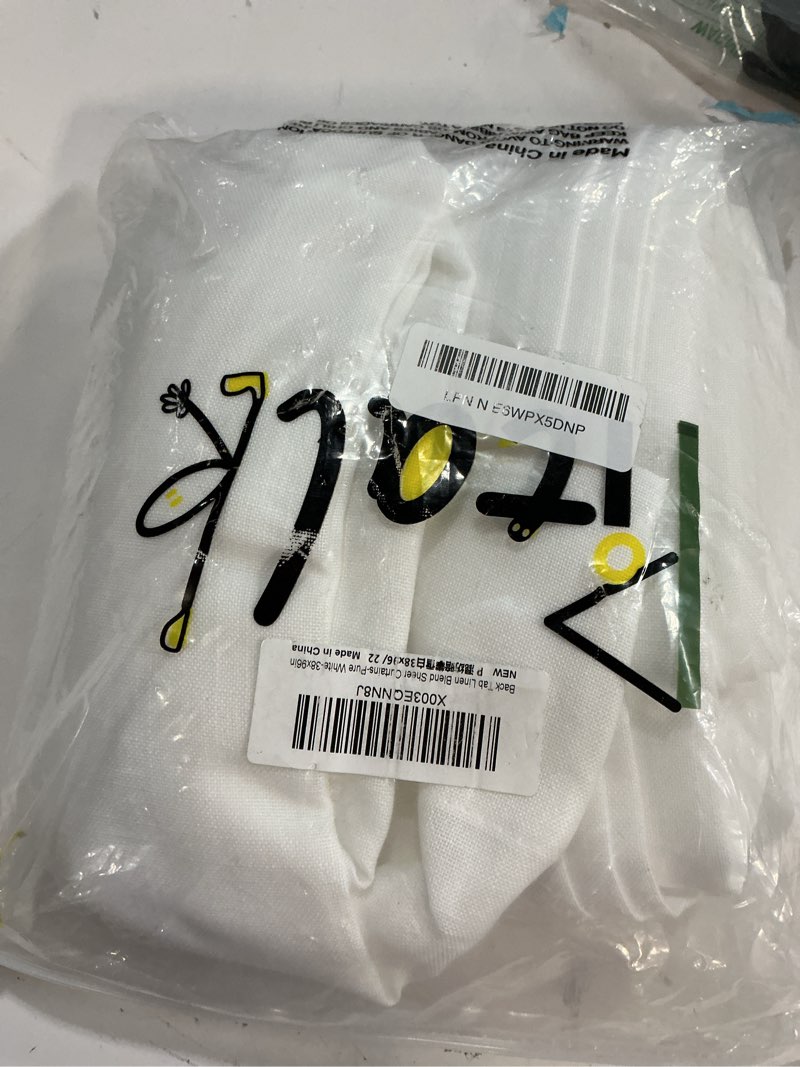 Condition photo showing New/Like New for white curtains 38 inch wide for bedroom 2 panels back tab rod pocket semi sheer privacy cotton textured light filter white linen curtains for living room rustic farmhouse boho decor width 38 x 96 long 38\"w x 96\"l (pack of 2) pure white